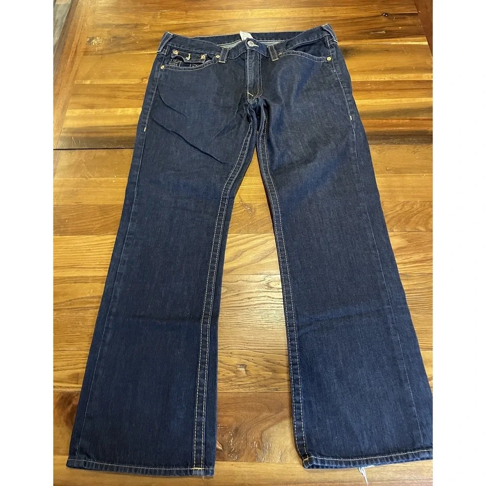 True Religion Jeans Mens 40x32 Ricky Relaxed Straight Leg Stretch Denim Pants